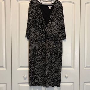 London Times Black Animal Print Dress